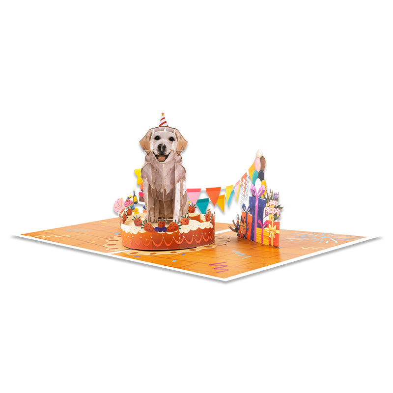 Party Pup 3D Dog on Cake Pop Up Birthday Card