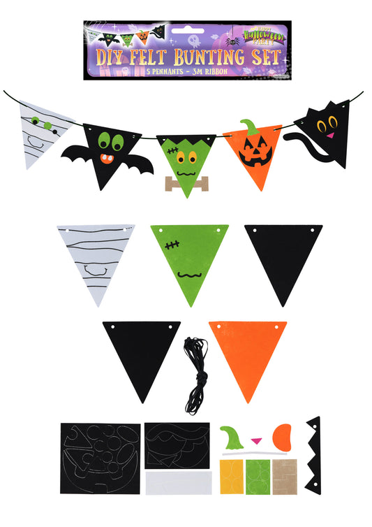 Pack of 12 DIY Felt Halloween Bunting Sets