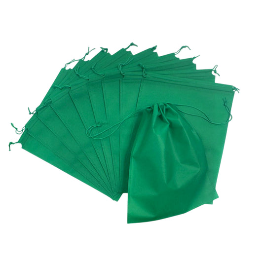Pack of 50 Dark Green Coloured 32x22cm Non-Woven Drawstring Bags