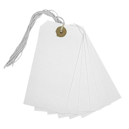 Pack of 250 White Strung Tags 120mm x 60mm