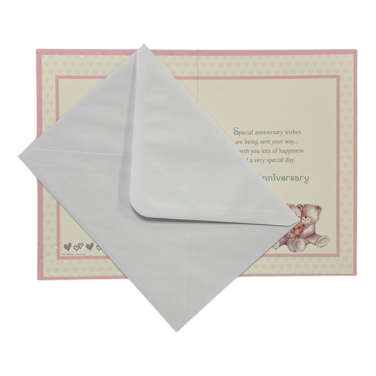 Son and Daughter-in-law Cute Teddies In Pink Heart Anniversary Card