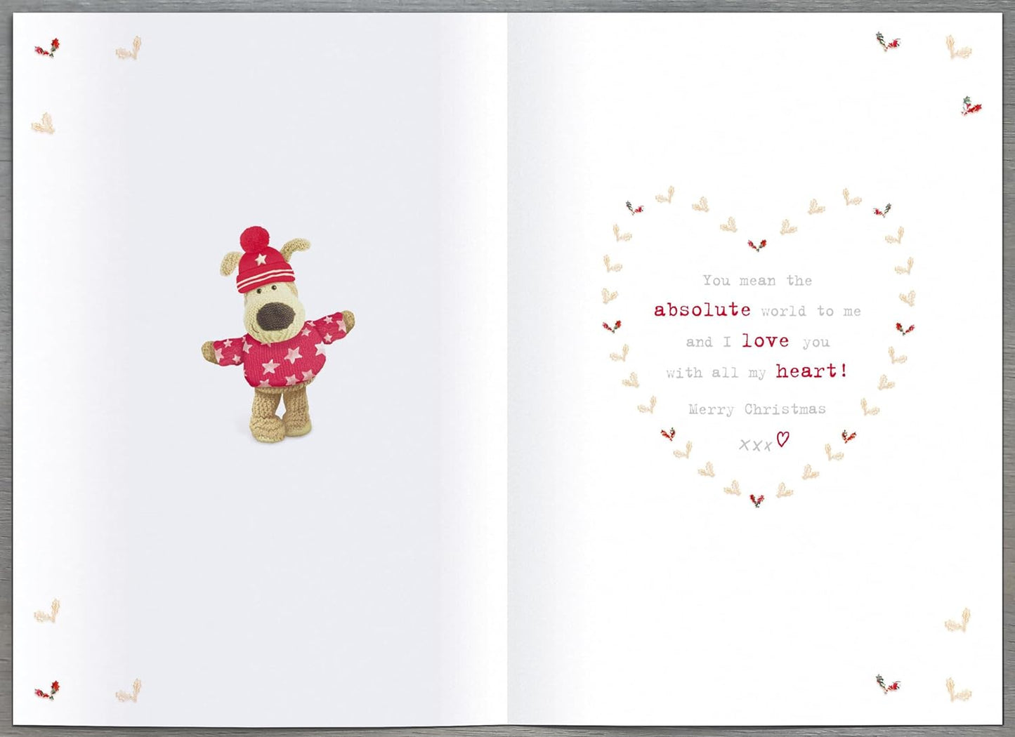 Boofle with Heart One I Love Christmas Card