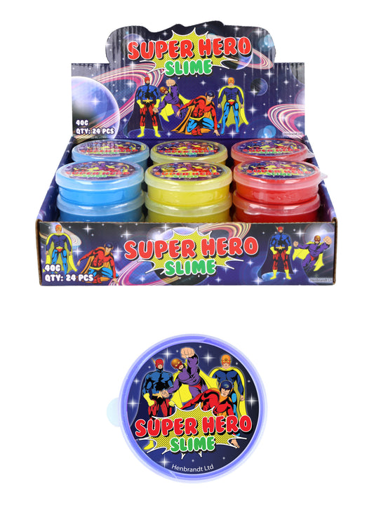Pack of 12 Superhero Slime Tubs - Pocket Money Toys Party Bag Filler