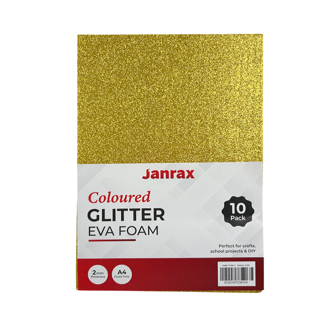 Pack of 200 A4 Gold Glitter EVA Foam Sheets