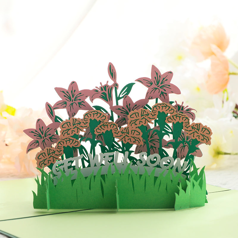 Healing Blooms 3D Pop Up Get Well Soon Card
