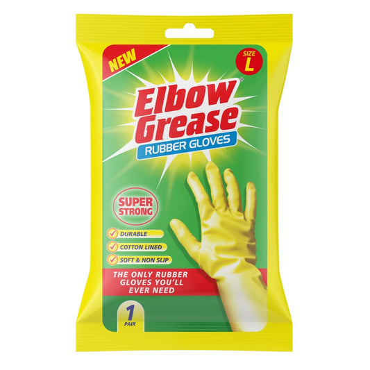 Single Pair Elbow Grease Super Strong Large Rubber Gloves