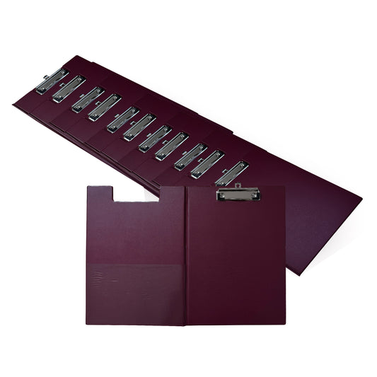 Pack of 12 A4 Burgundy Foldover Clipboards