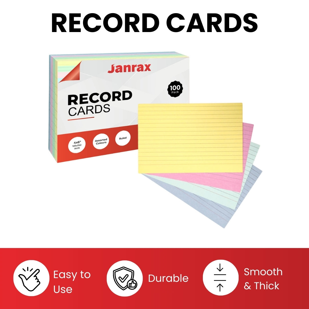 Pack of 600 White Plain 8x5" Record Cards – Blank Study Index Cards for Notes, Revision
