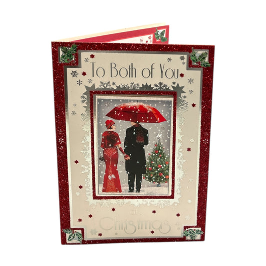 To Both of You Lovely Couple With Snowy Scene Design Christmas Card