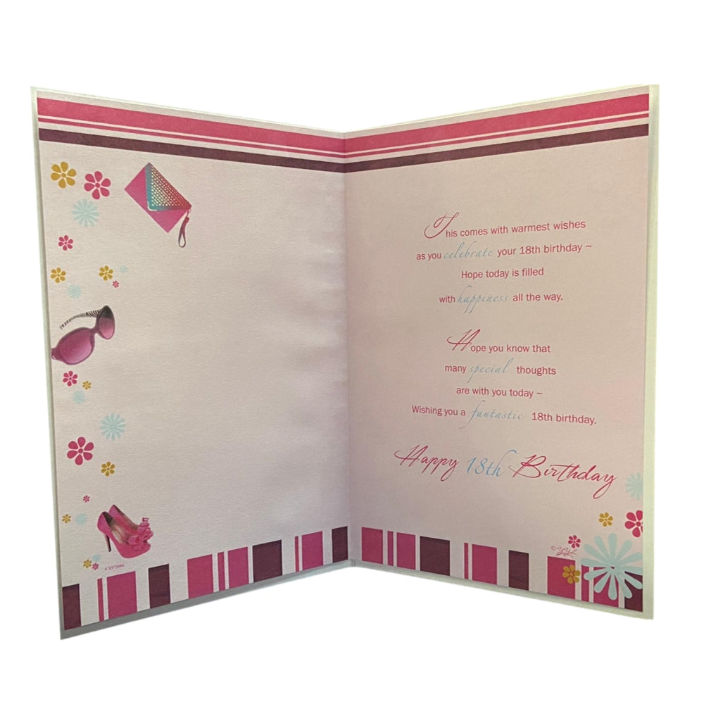 Lovely Verse With Beautiful Pink Dress 18th Birthday Card