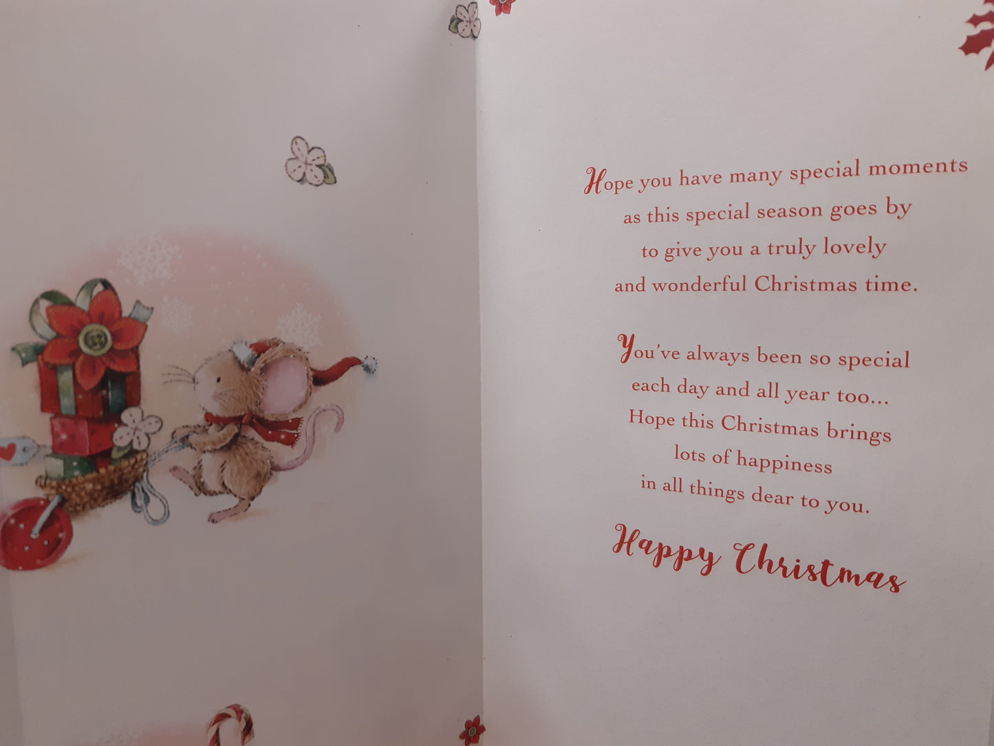 To a Dear Daughter In Law Mouse With Gift Backet Design Christmas Card