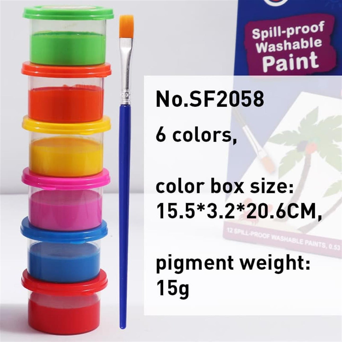 Pack of 6 Colors Spill-proof Washable Paints