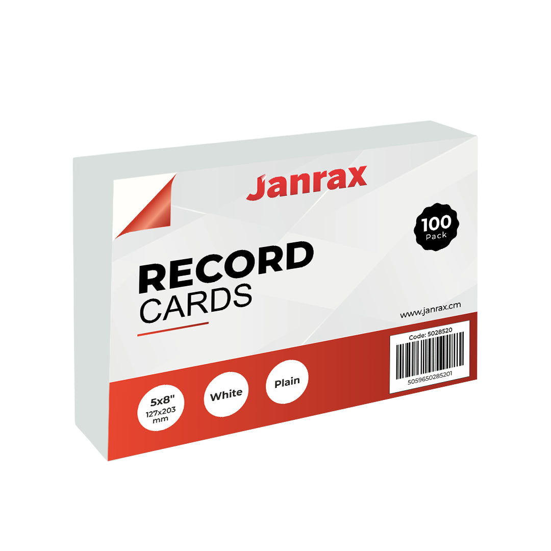 Pack of 1200 White Plain 8x5" Record Cards – Blank Study Index Cards for Notes, Revision
