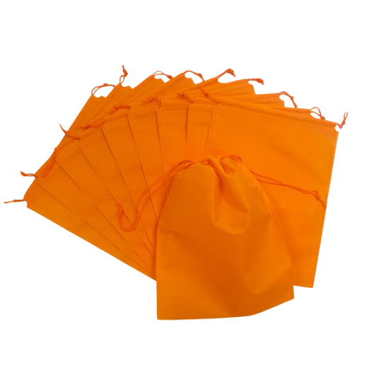 Pack of 100 Orange Coloured 32x22cm Non-Woven Drawstring Bags