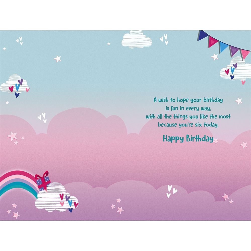 Unicorn & Rainbow 6th Birthday Card