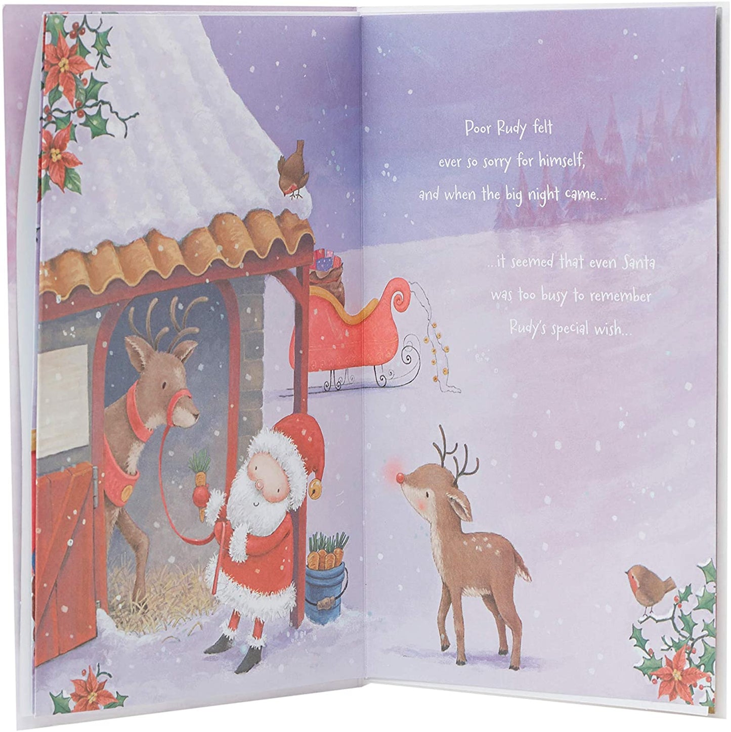 Granddaughter Santa and Reindeer Christmas Card Xmas Story Book 