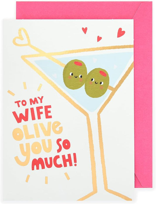Olive You So Much Design Wife Anniversary Card
