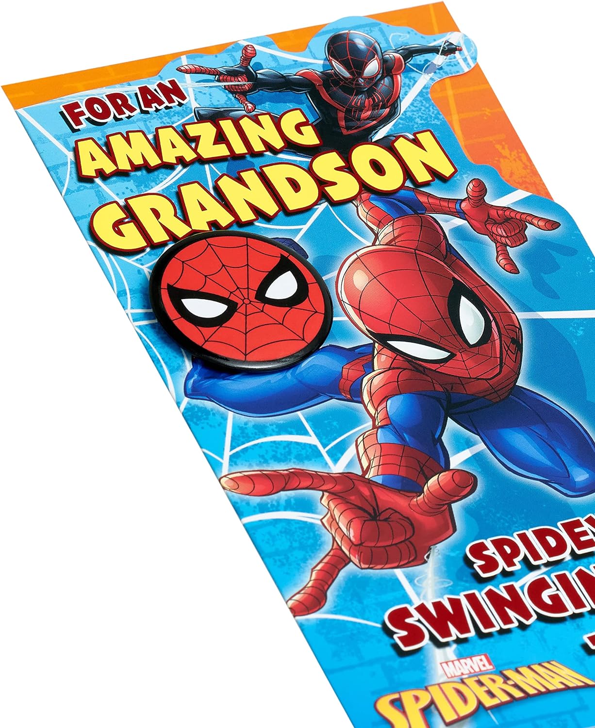Marvel Spider-Man Grandson Birthday Card with Badge
