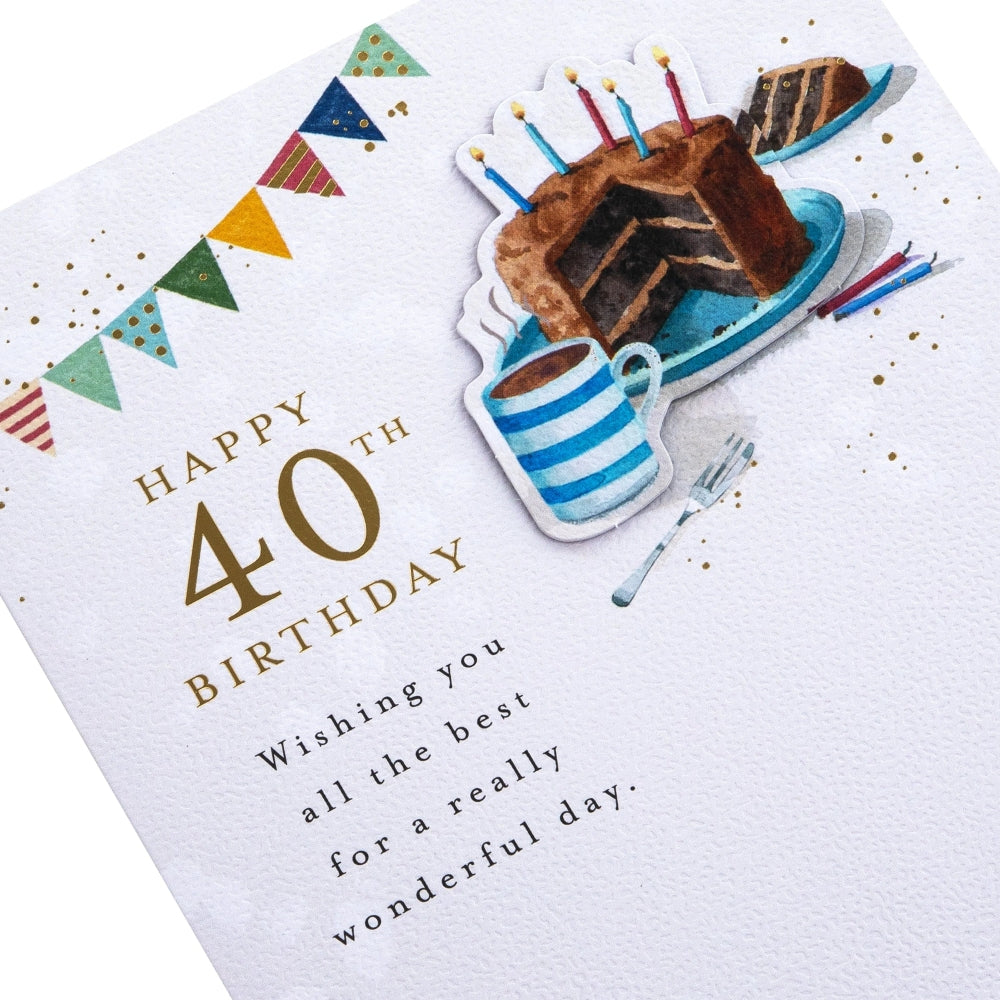 Cake & Coffee Design 40th Birthday Card