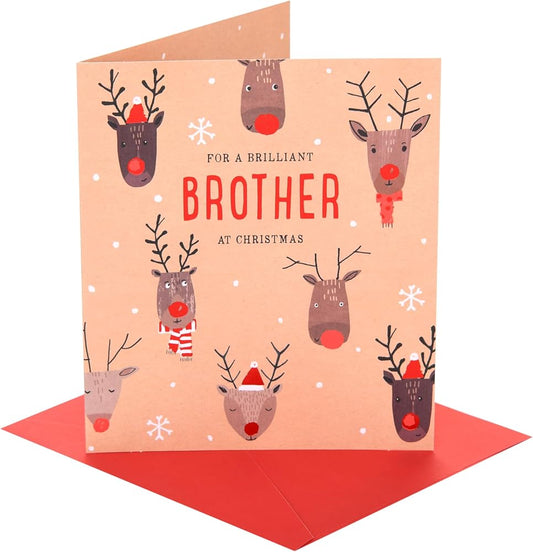 Reindeer Pattern Design Brother Christmas Card