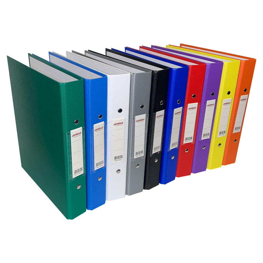 Pack of 5 A5 Red Paper Over Board Ring Binders by Janrax
