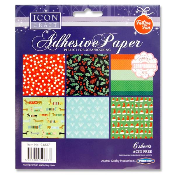 Pack of 6 Festive Fun Adhesive Paper by Icon Craft