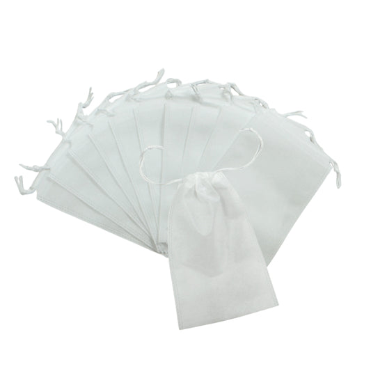 Pack of 25 White Coloured 20x15cm Non-Woven Drawstring Bags