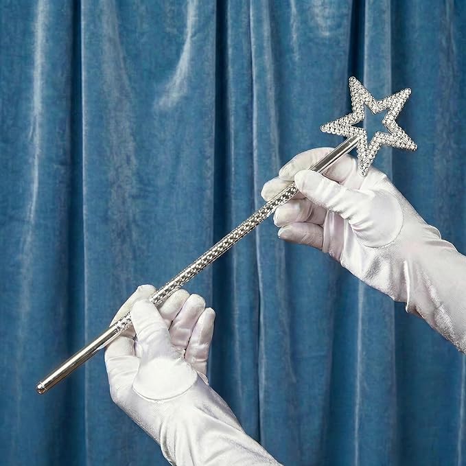 Pack of 10 35cm Silver Star Wand Fancy Dress Accessory