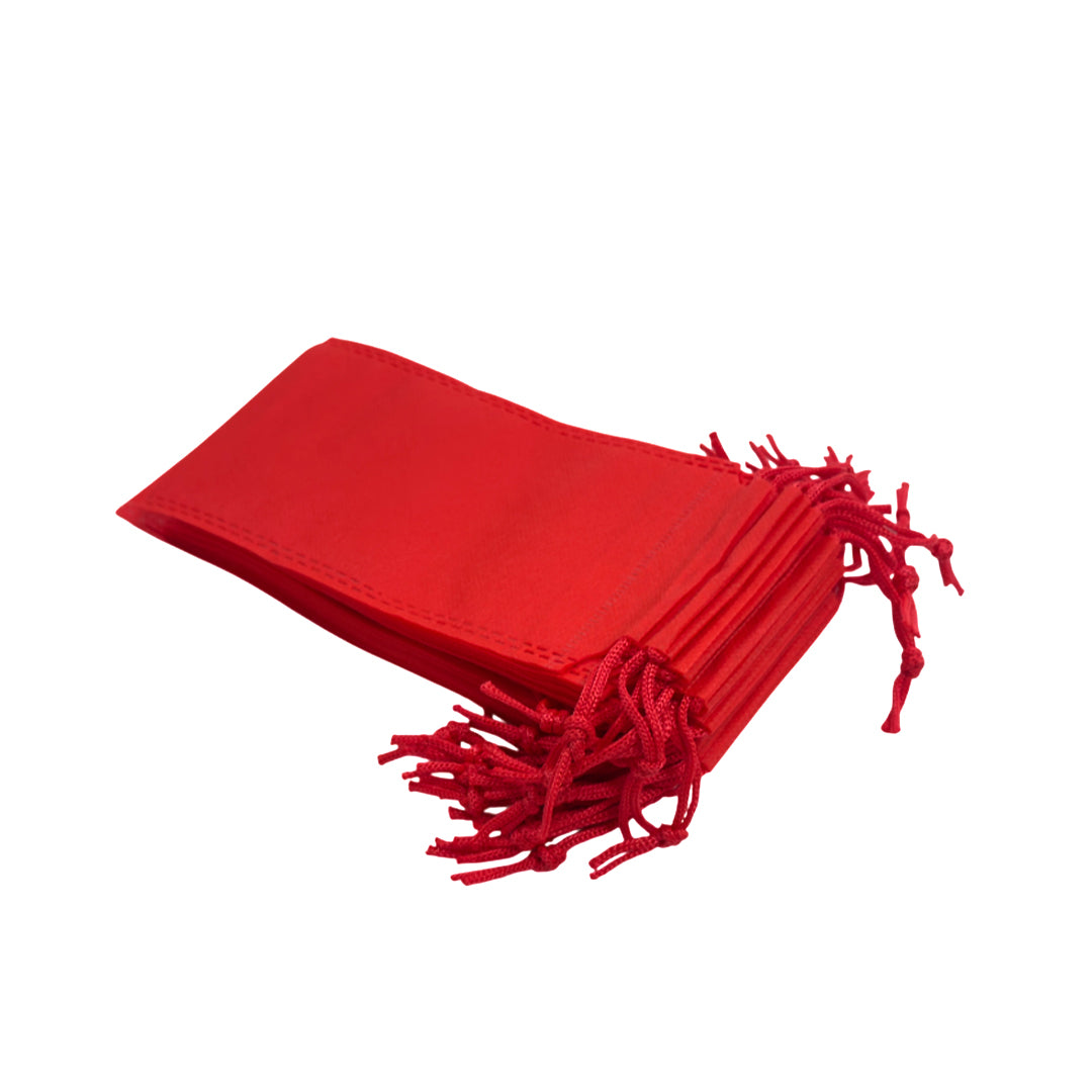 Pack of 100 Red Coloured 43x34cm Non-Woven Drawstring Bags