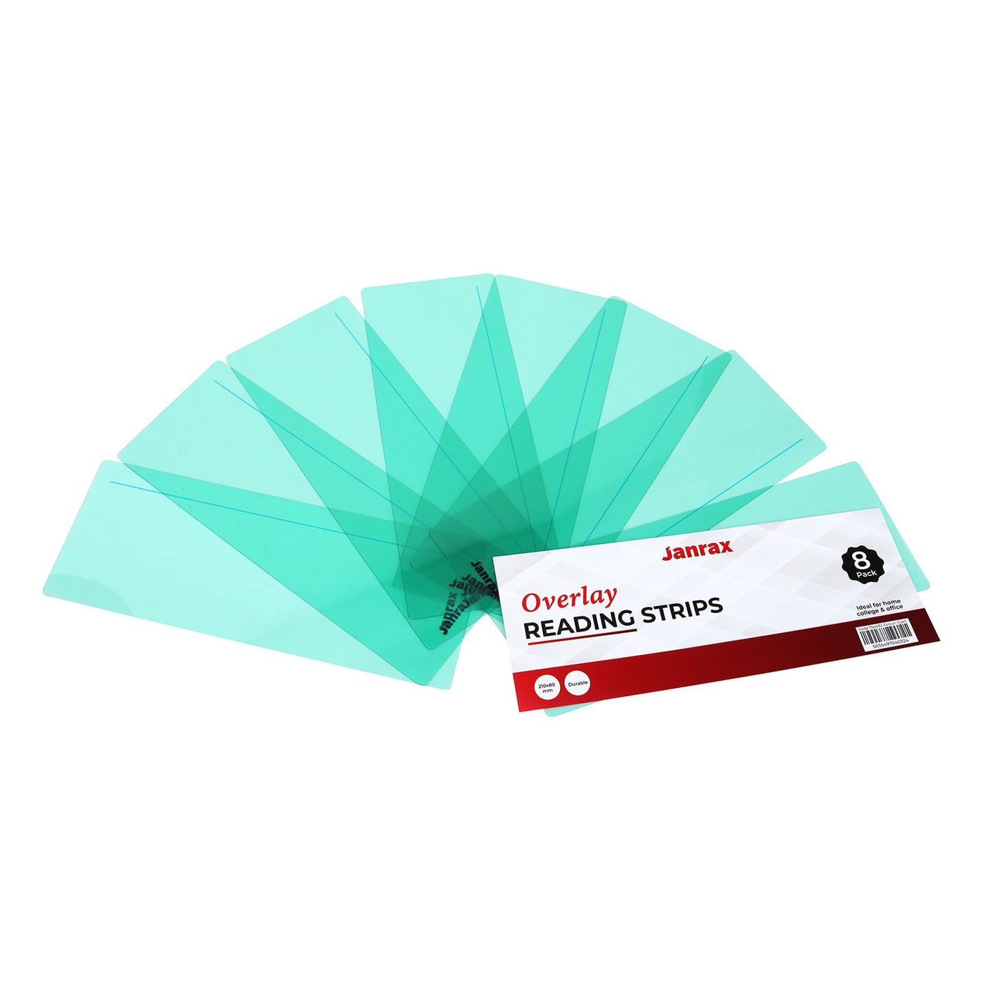 Pack of 16 Cyan 210x80mm Dyslexia Overlay Reading Strips – PET Material, Rounded Corners