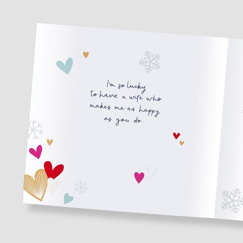 Die Cut Love Hearts For My Amazing Wife Christmas Card