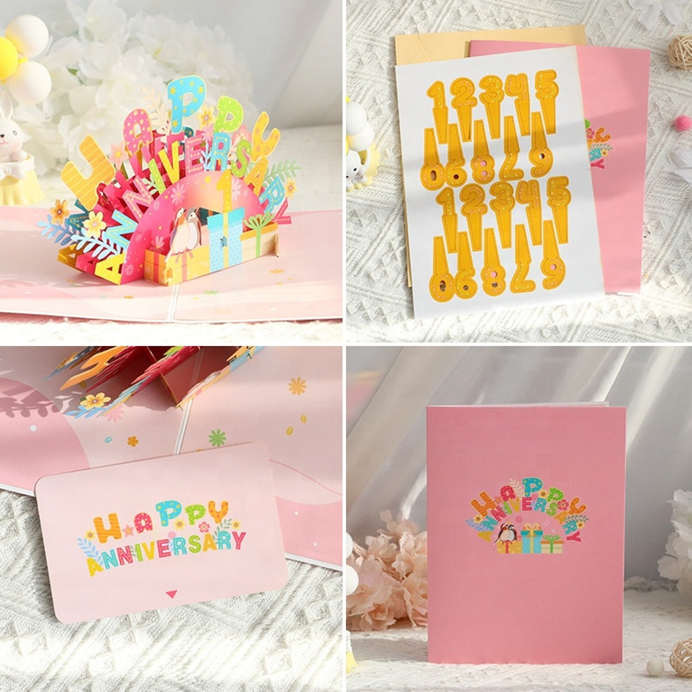 Joyful Birds & Blooms Customizable 3D Pop Up Anniversary Card