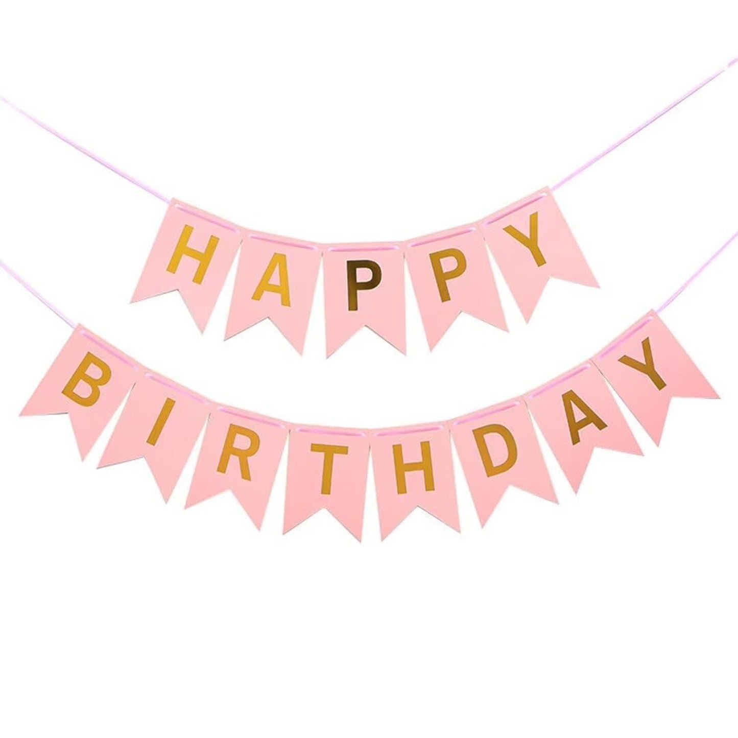 Happy Birthday Banner Peach Pink