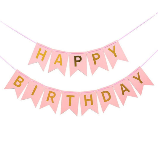 Happy Birthday Banner Peach Pink