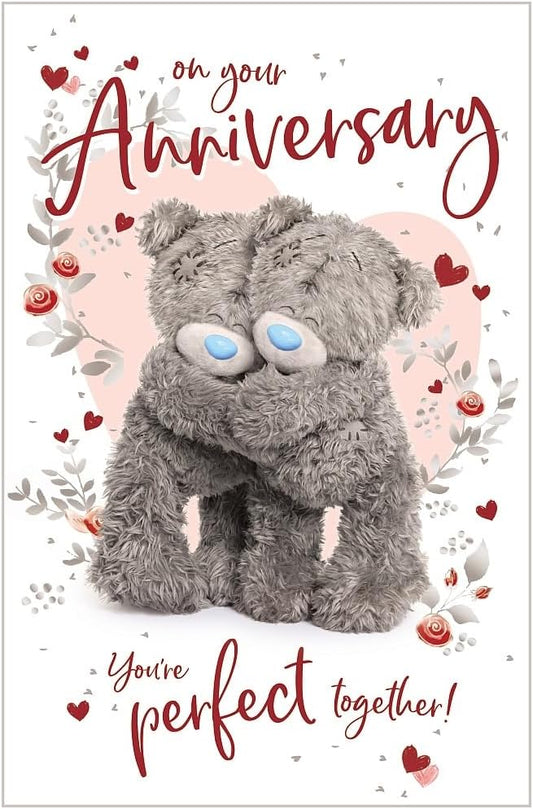You're Perfect Together Bears Hugging Beautiful Anniversary Greeting Card