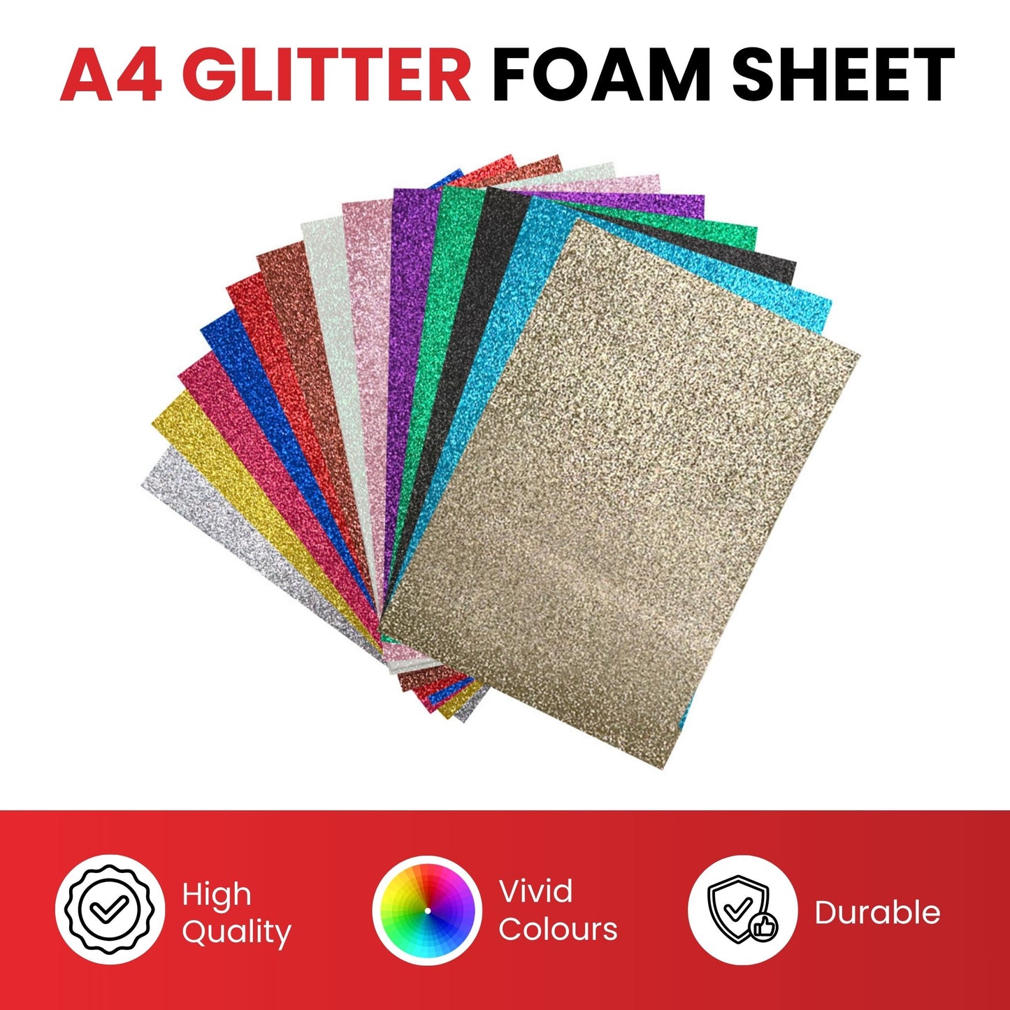 Pack of 10 A4 Light Blue Glitter Eva Foam Sheets