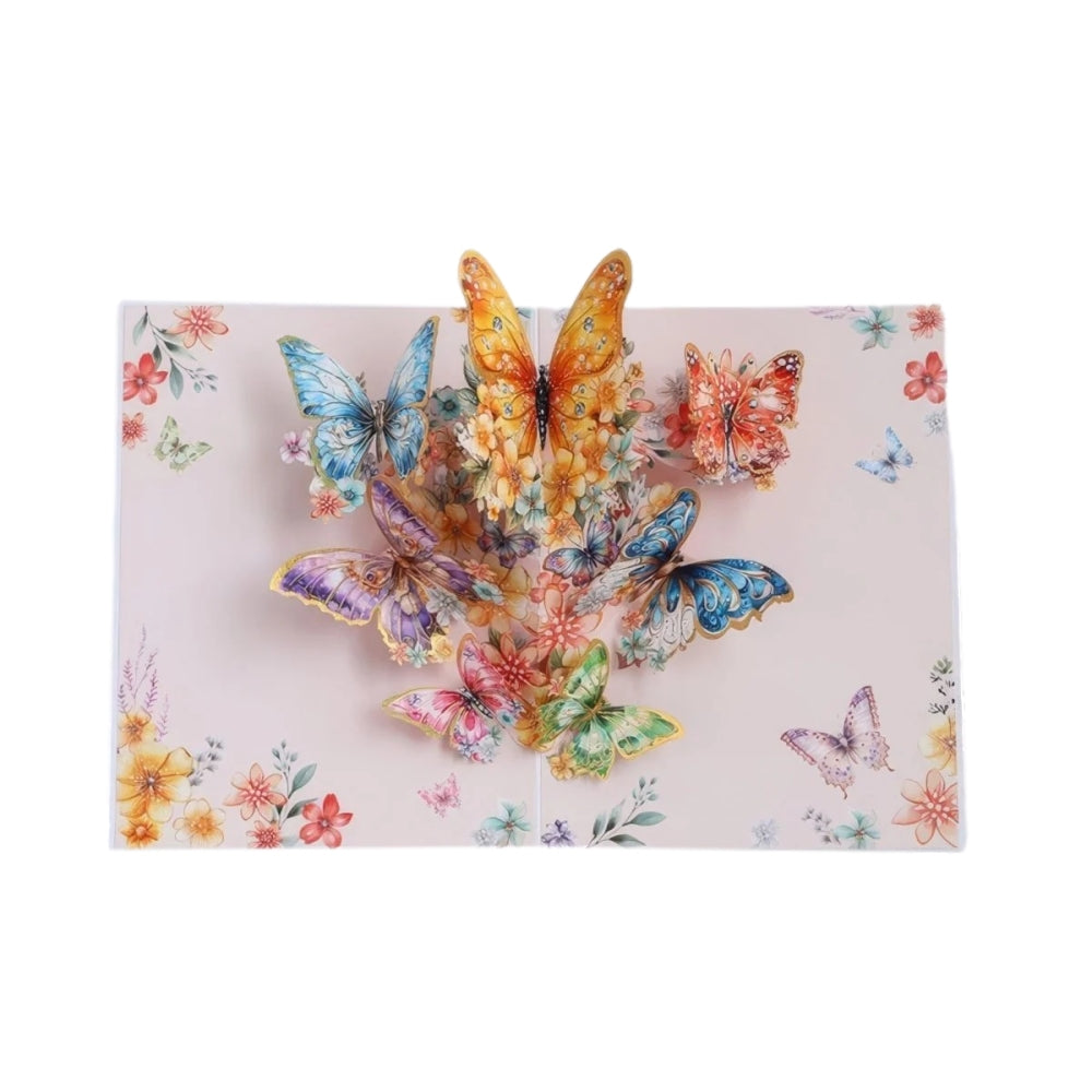 Fluttering Wishes Hot Stamped Purple Butterfly 3D Pop Up Greeting Card