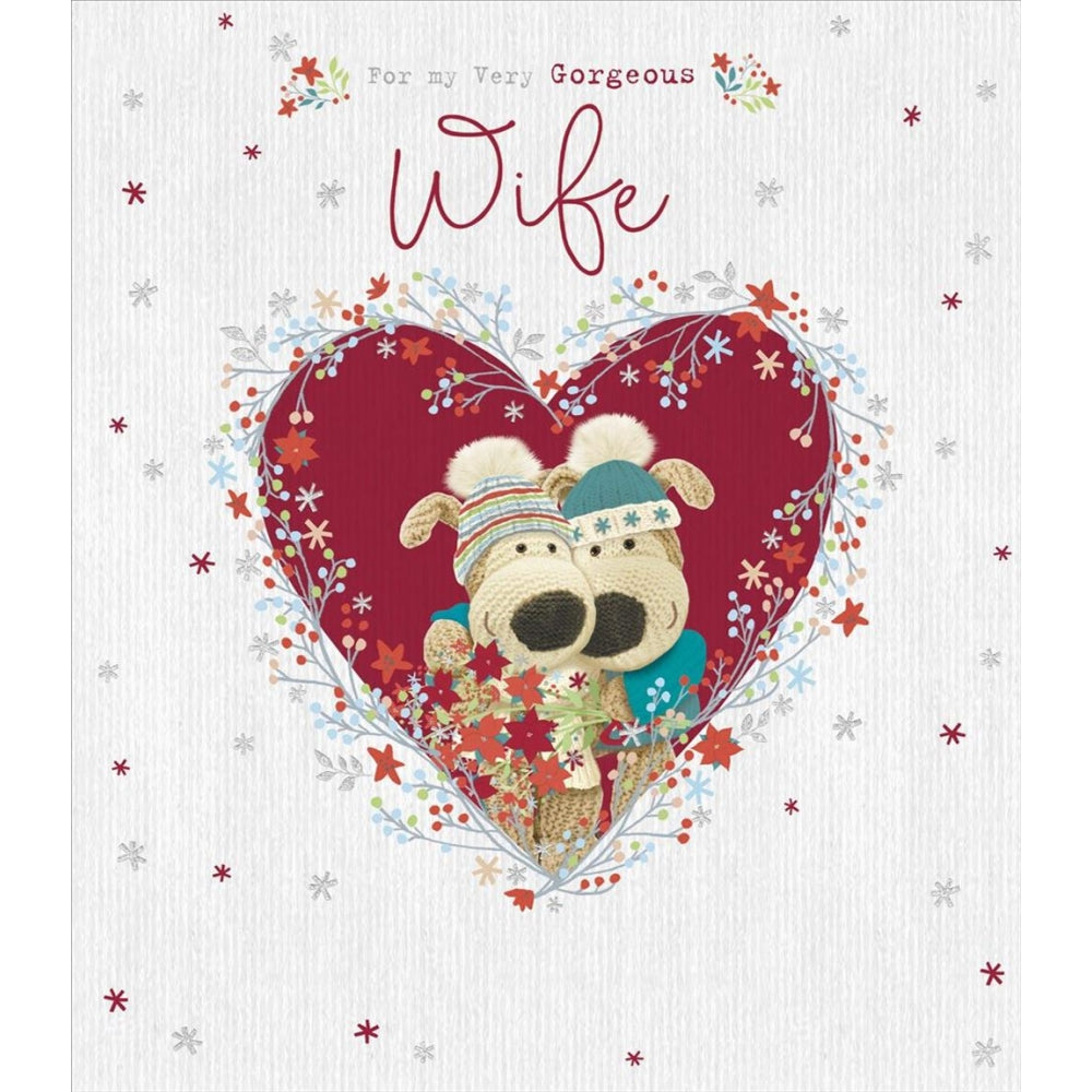 Boofles In Heart Wreath Wife Christmas Card