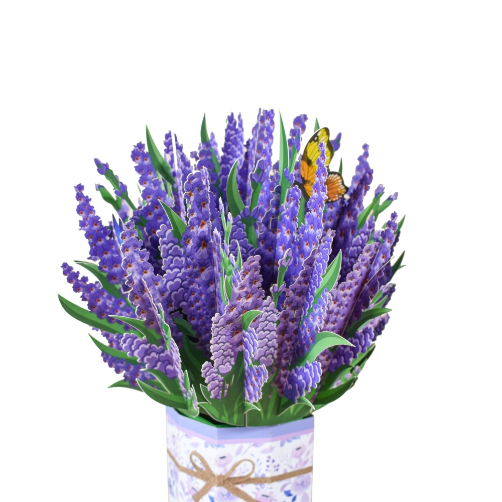 Purple Charm Bouquet in Decorative Vase 3D Pop-Up Greeting Card - Mother's Day Thank You Birthday