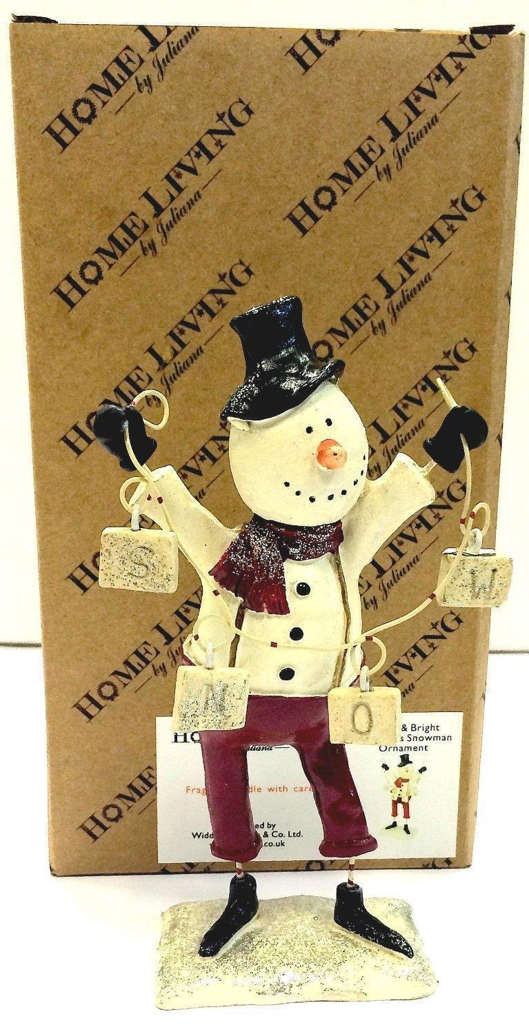 Merry & Bright Christmas Snowman 'Snow' Statue Ornament