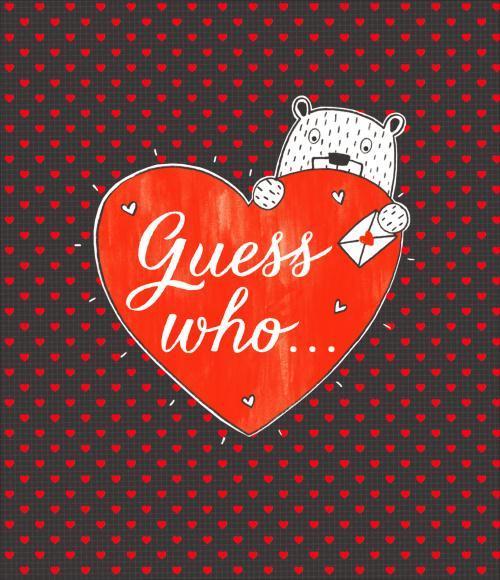 Guess Who... Red Heart And Bear Design Valentine's Day Card