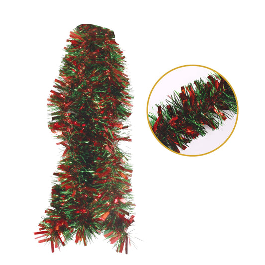 Pack of 12 2m Christmas Chunky Tinsel - Red & Green