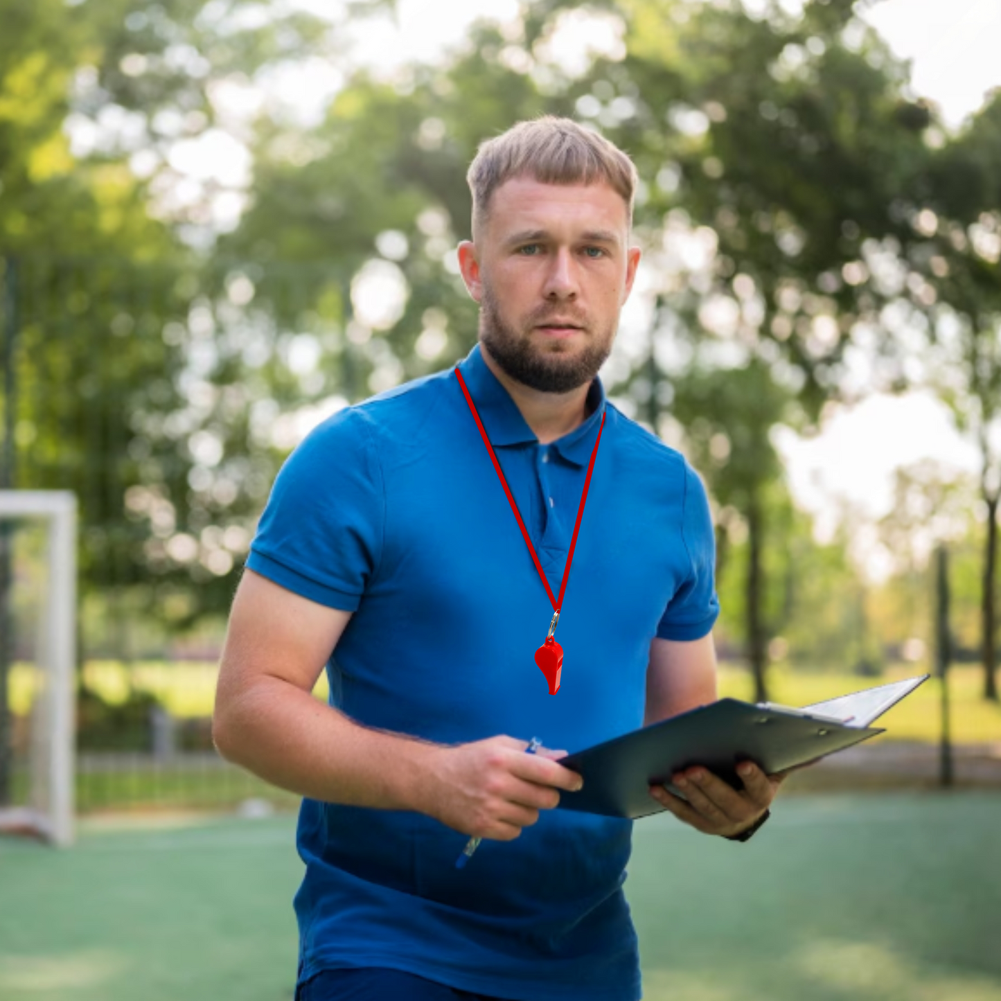 Pack of 100 Red Plastic Whistles with Lanyard Neck Cord