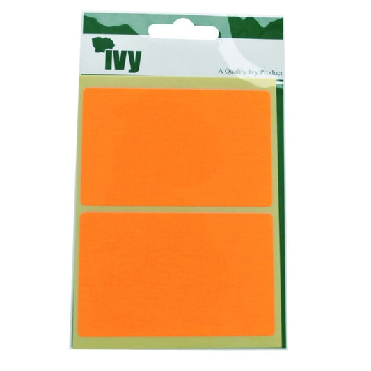 Pack of 8 Orange Fluorescent 50x80mm Rectangular Labels