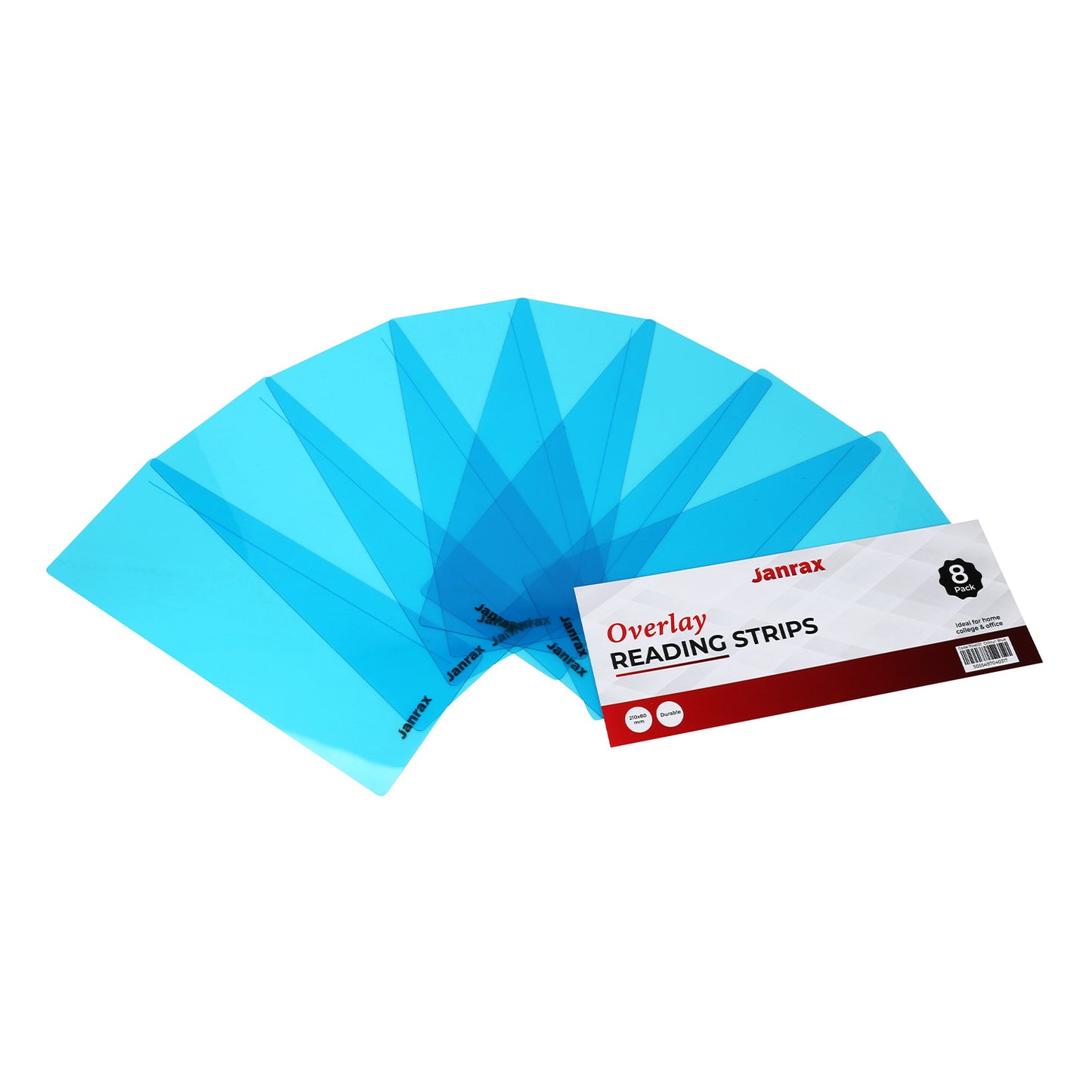 Pack of 24 Blue 210x80mm Dyslexia Overlay Reading Strips – PET Material, Rounded Corners