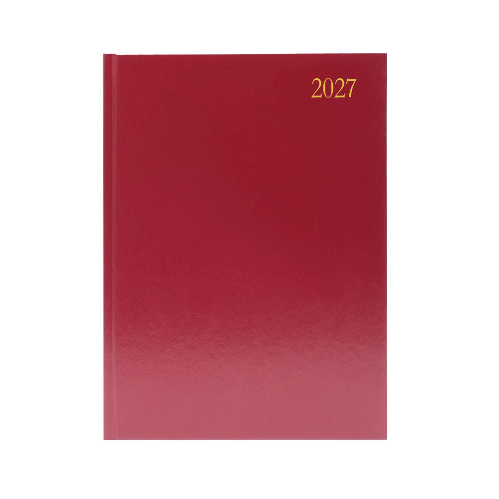 Janrax 2027 A4 Week To View Burgundy Desk Diary