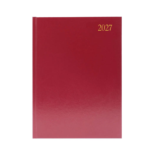 Janrax 2027 A4 Week To View Burgundy Desk Diary