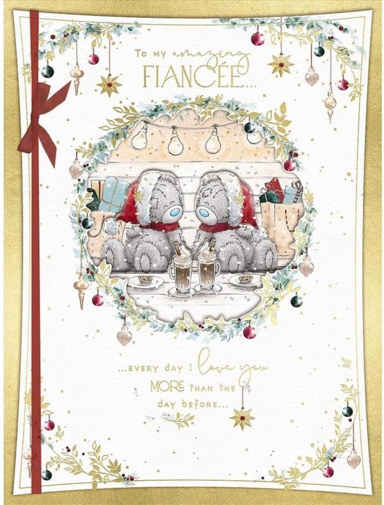 Bears Drinking Hot Chocolate Amazing Fiancée Boxed Christmas Card