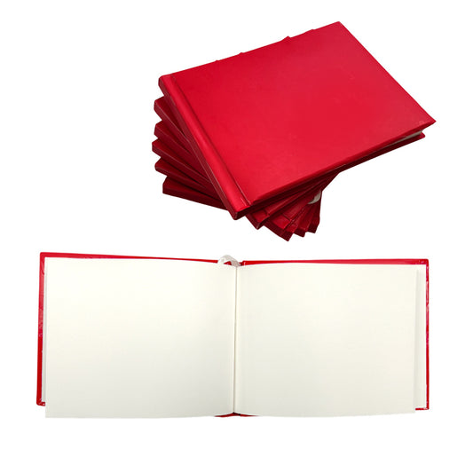 Pack of 12 Plain Cover 100 Pages Red Autograph Books – School Leavers Signature, End of Term Memory Book