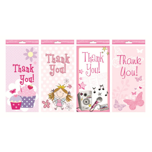 Pack of 16 Girl Thank You Greeting Card